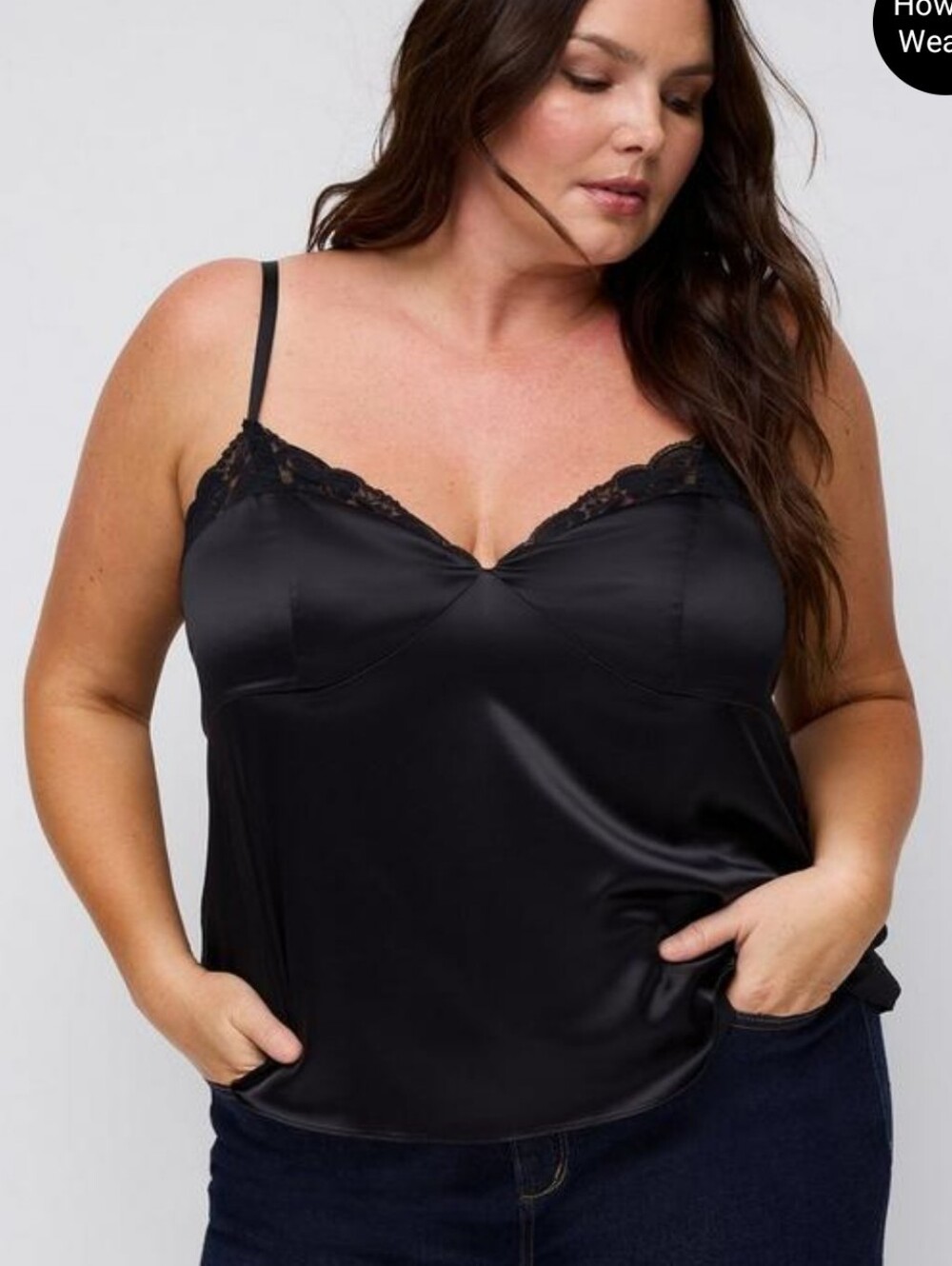 Torrid Studio Black Satin & Lace Camisole
